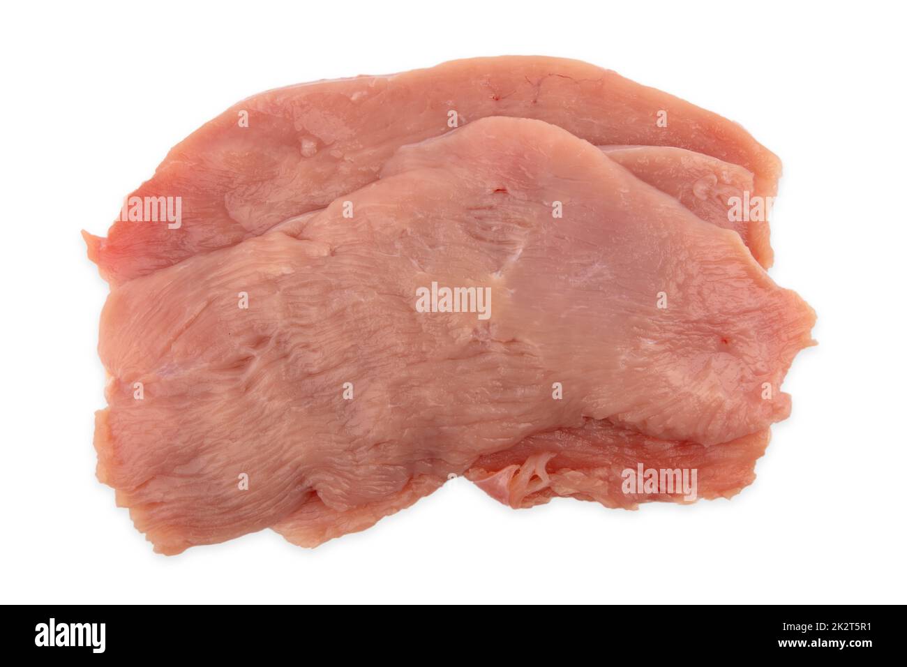 Raw Poultry Schnitzel Meat isolated over white background Stock Photo