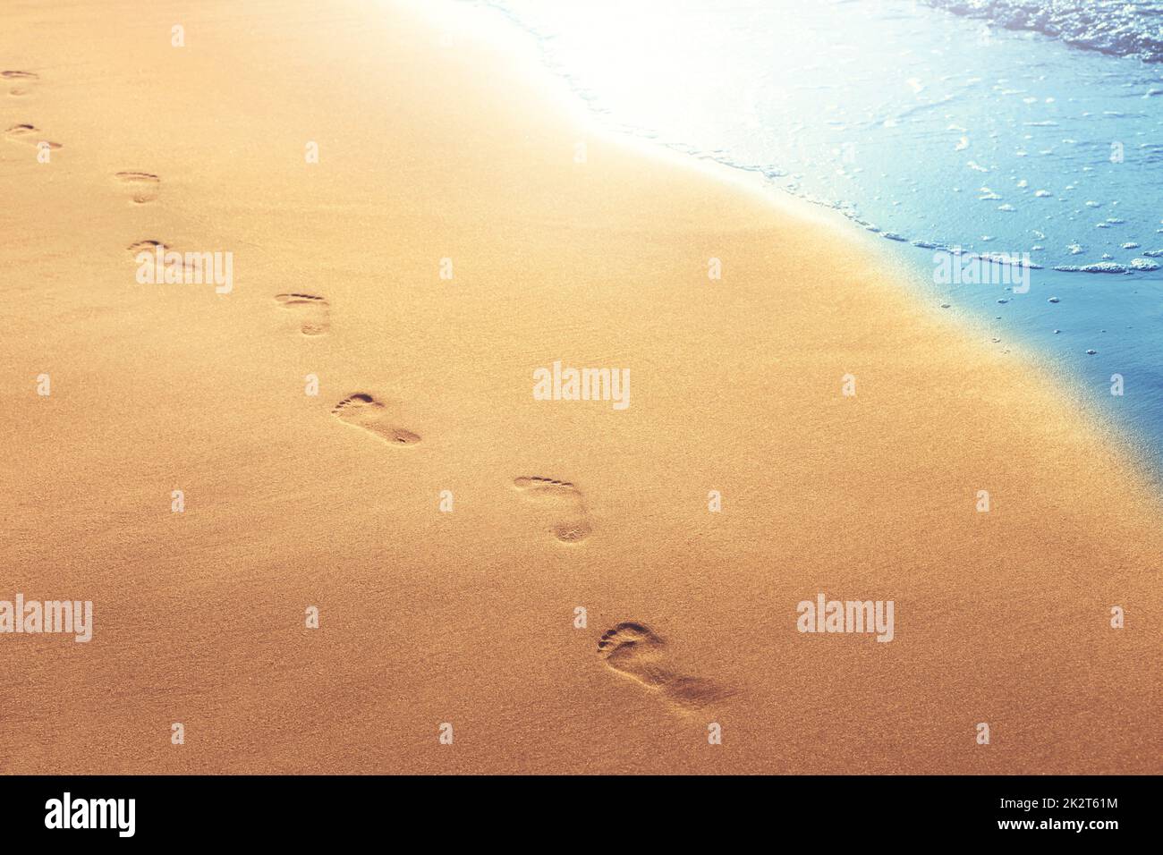 Walking on the beach, leaving footprints in the sand Stock Photo - Alamy