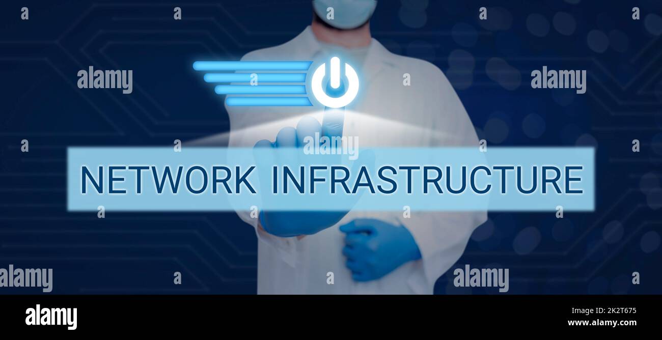 Conceptual caption Network Infrastructure. Concept meaning Hardware and