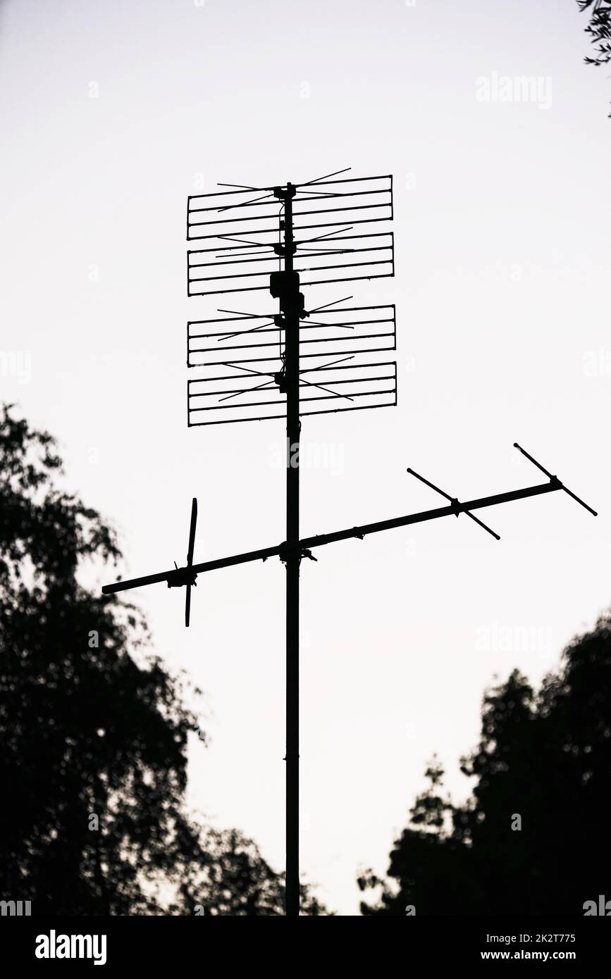 Very old analog antenna on a roof Stock Photo - Alamy