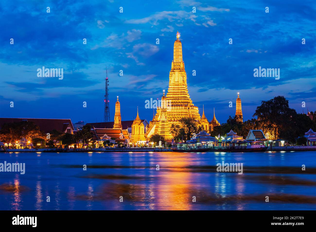 Wat Arun temple in Bangkok, Thailand in the night Stock Photo