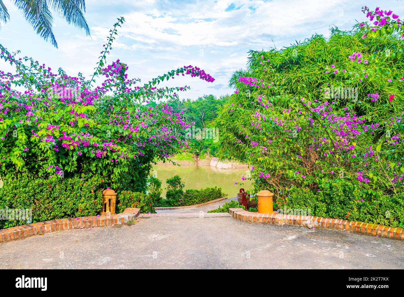 Park panorama of the landscape Mekong river Luang Prabang Laos. Stock Photo