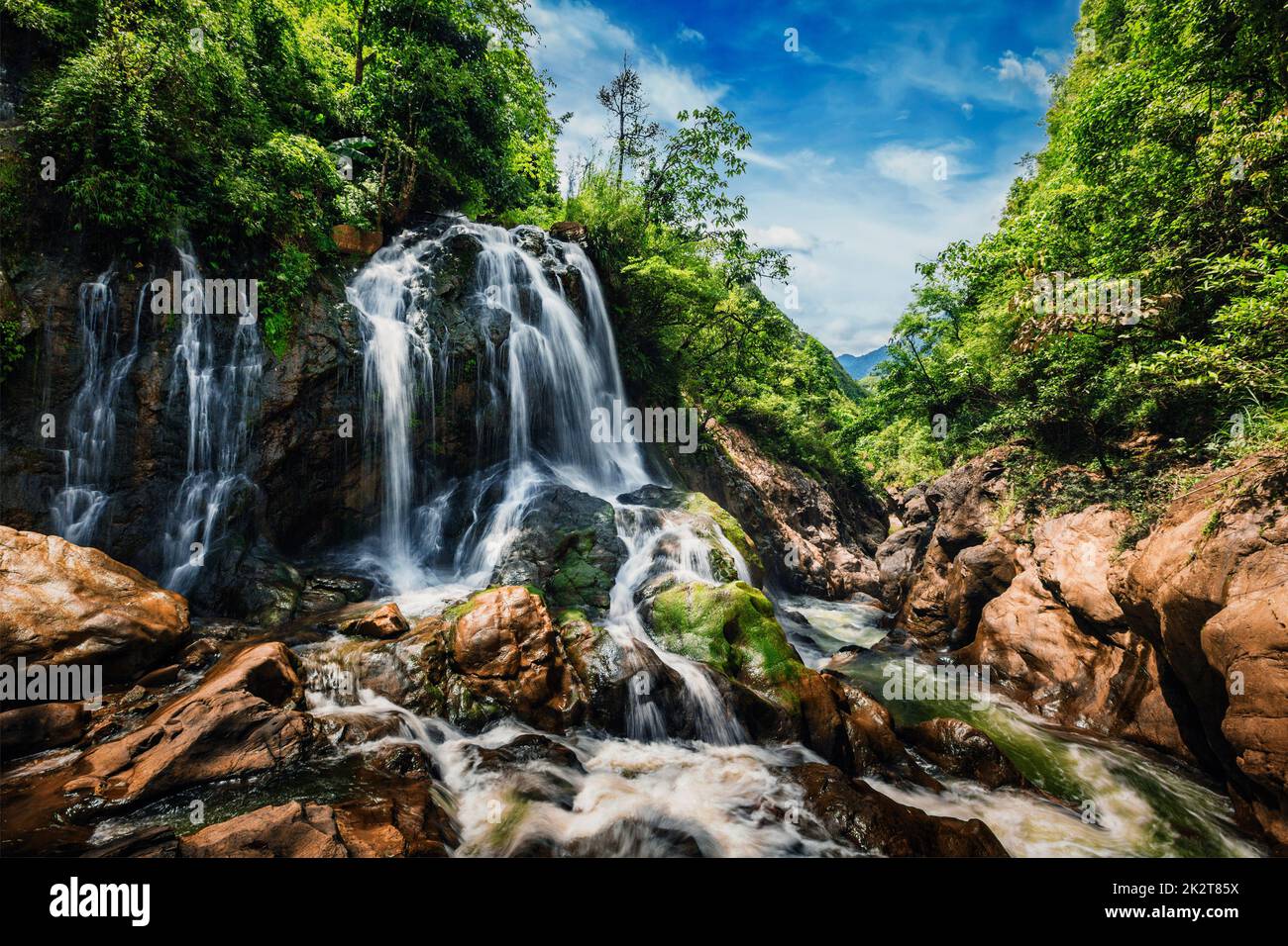 Cat-Cat waterfall, Vietnam Stock Photo