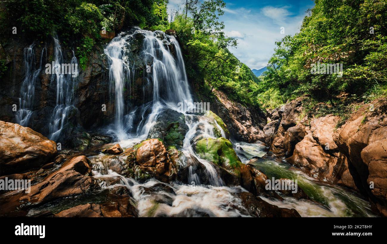 Cat-Cat waterfall, Vietnam Stock Photo