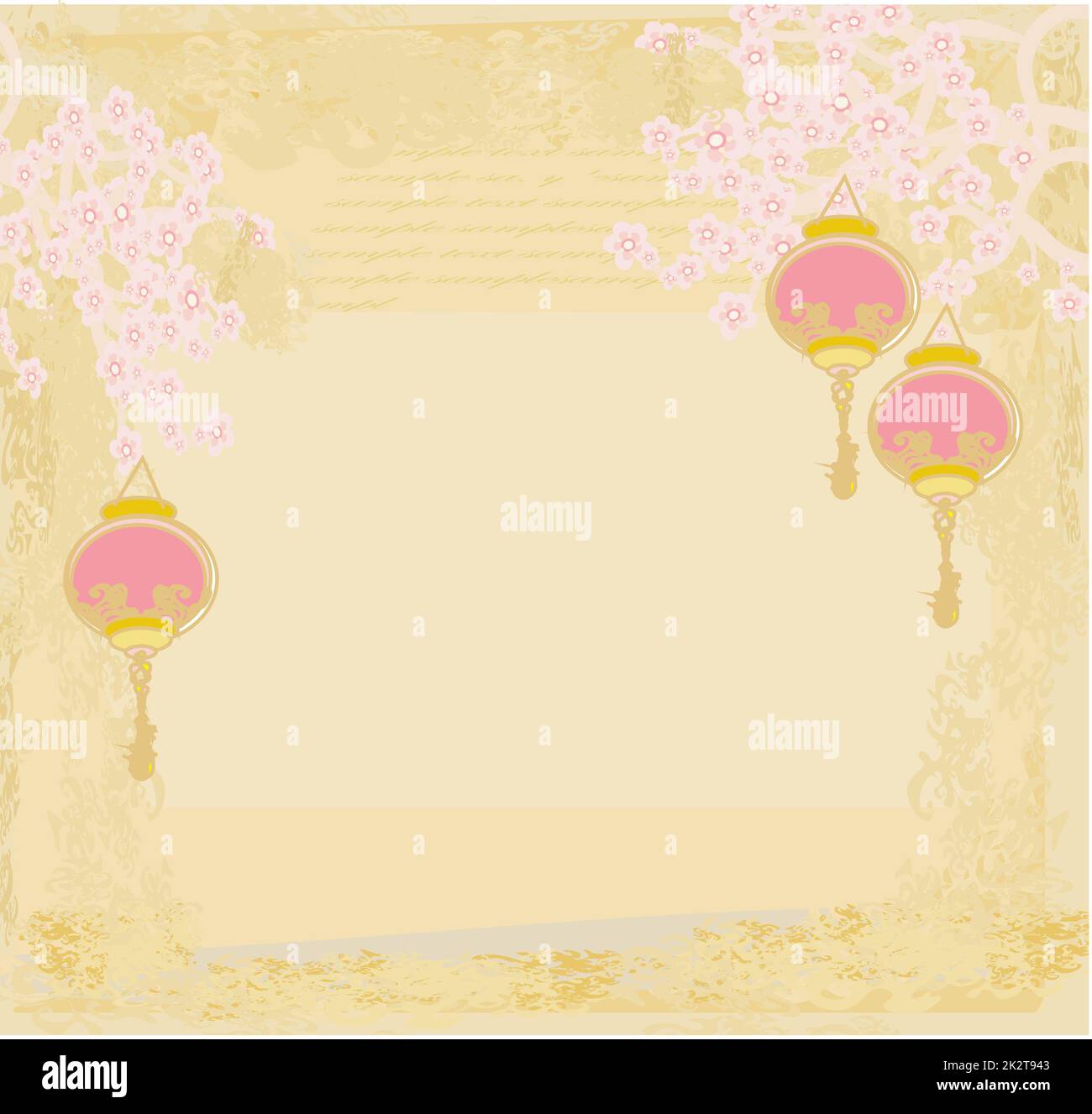 Chinese New Year with lanterns card, vector Stock Photo - Alamy