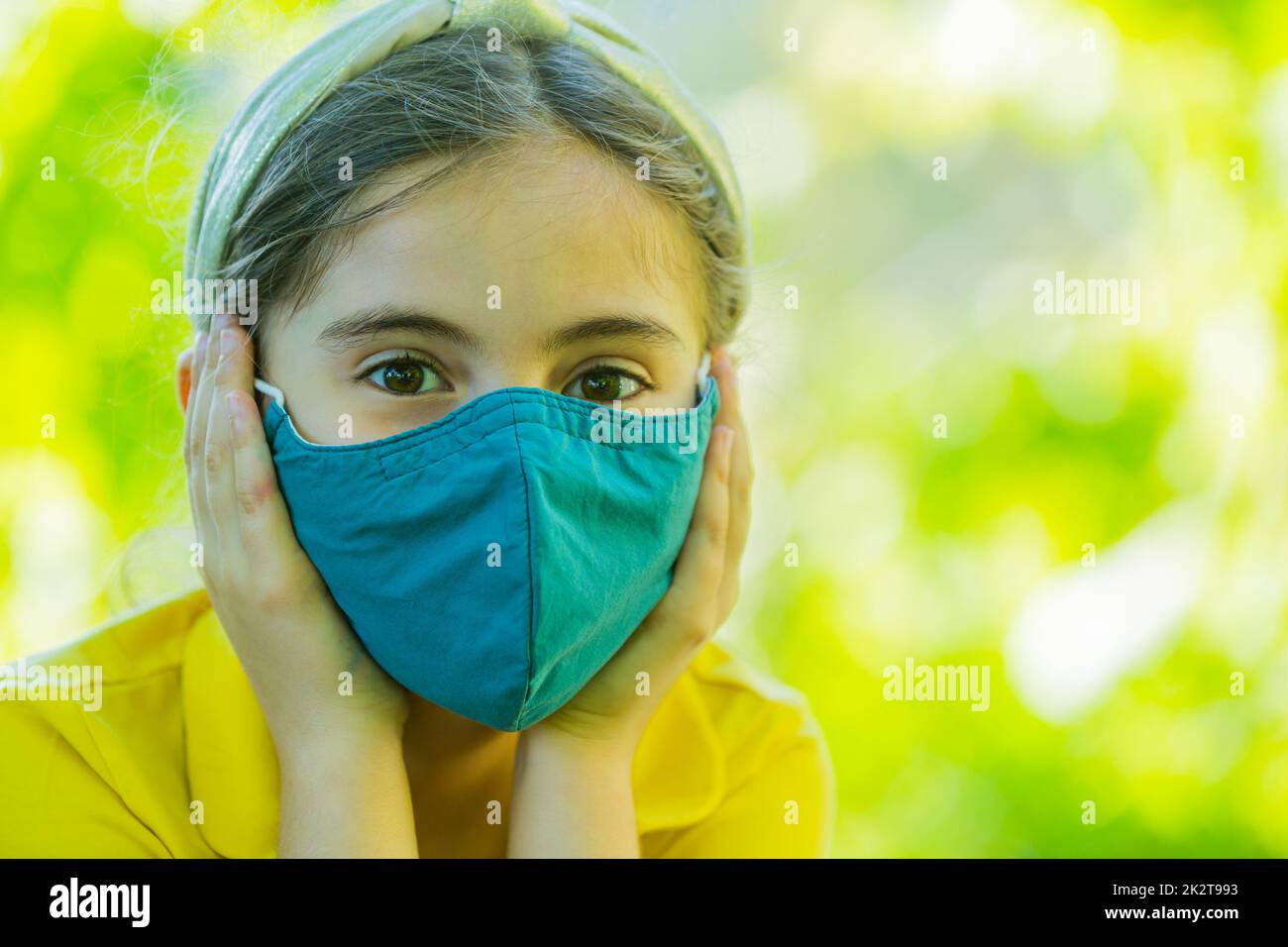 Little girl with mask Stock Photo Alamy