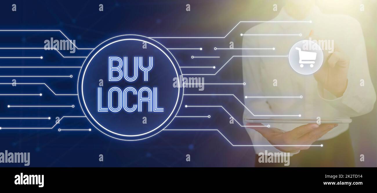 Conceptual caption Buy Local. Business concept Patronizing products ...