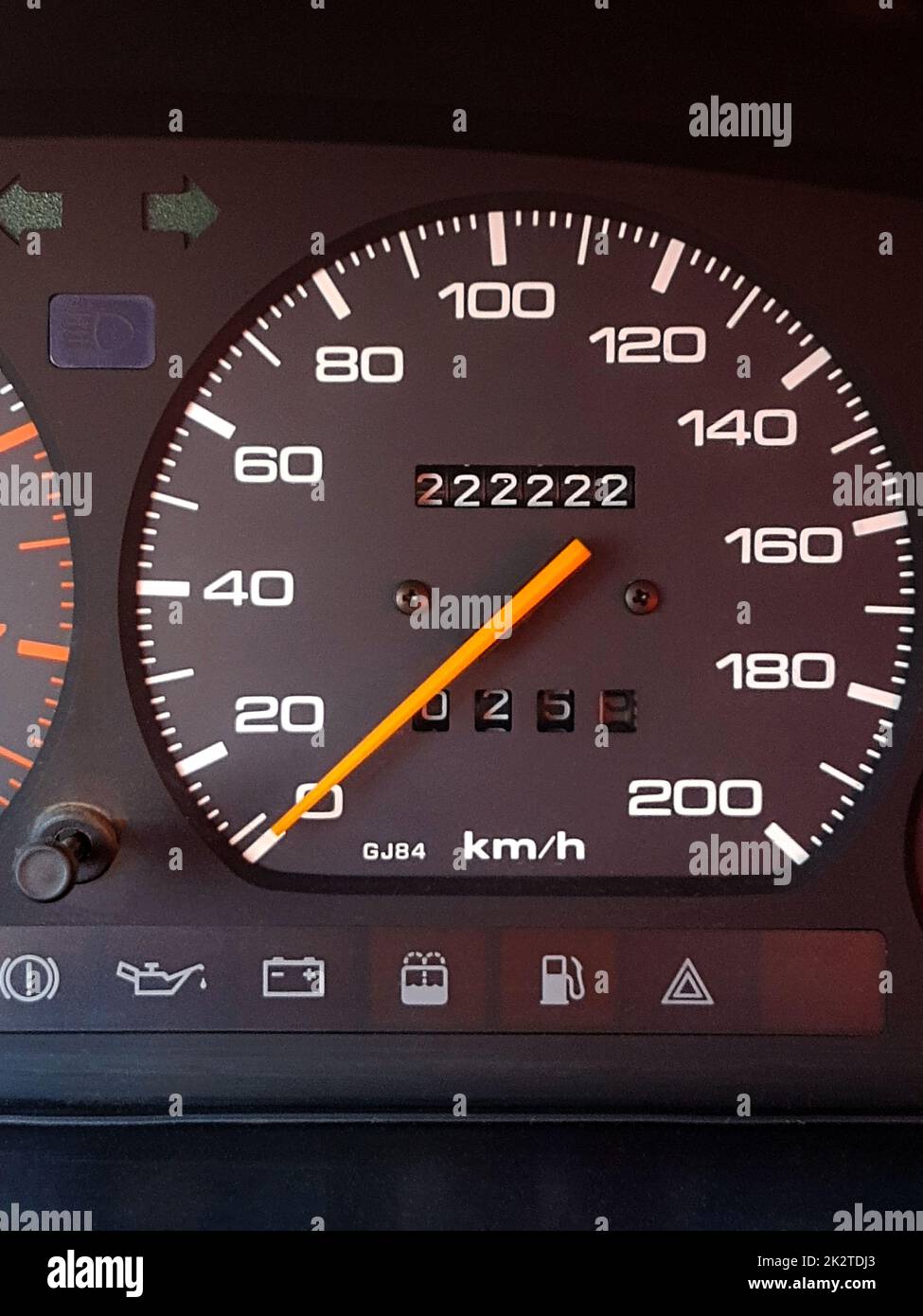 Car speedometer with symbolic display of mileage Stock Photo