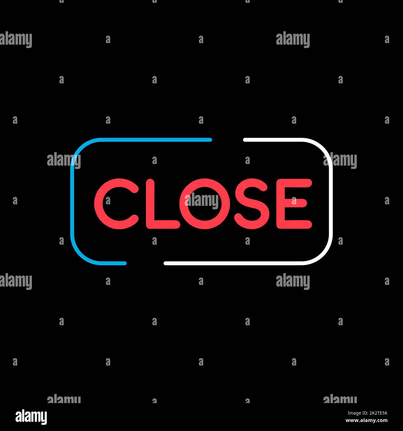 Close sign Vector icon isolated on the black Stock Photo
