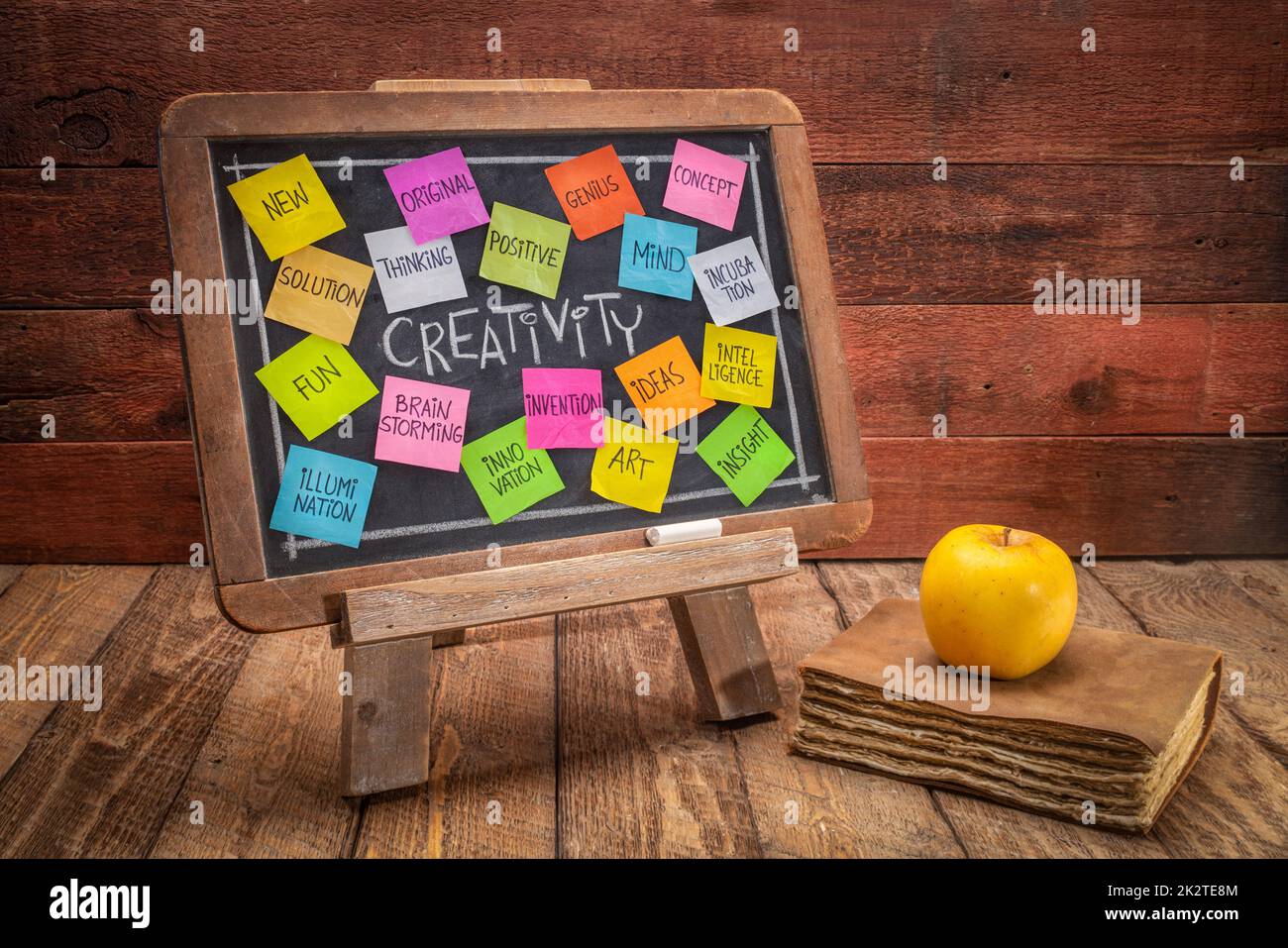 creativity word cloud on blackboard Stock Photo