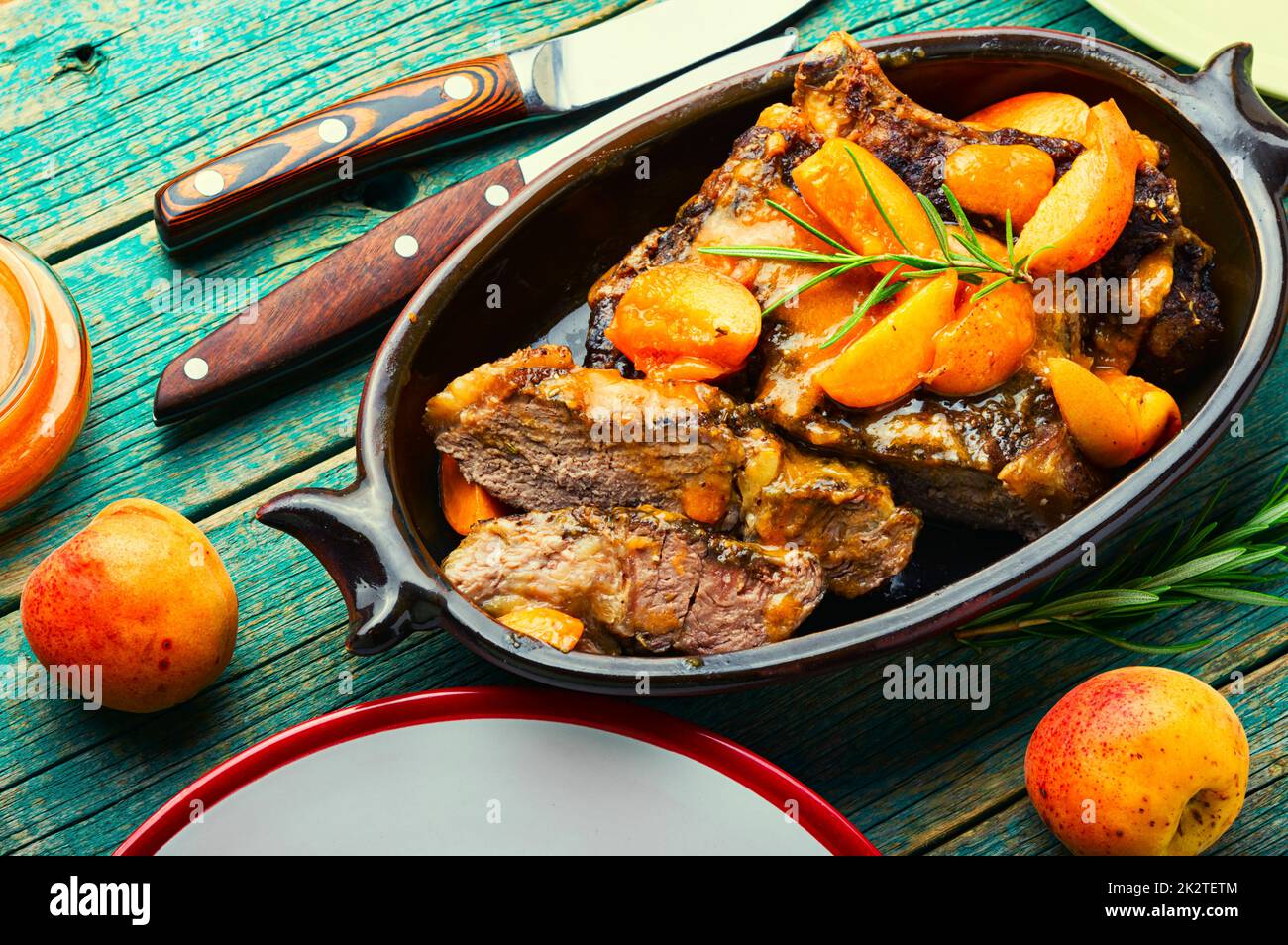 Beef in apricot marinade Stock Photo Alamy