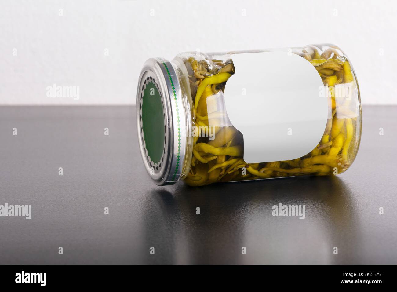 Pickled pepper conserve glass with round cap mock-up series 448 Stock Photo