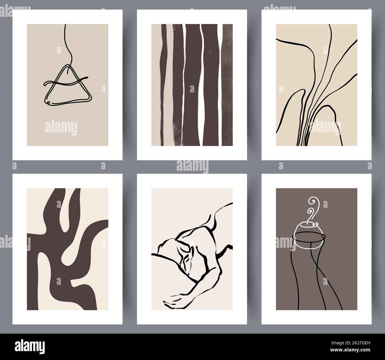Set of abstract neutral printable artworks Stock Photo