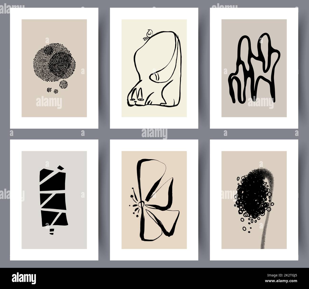 Printable art wall decorations set Stock Photo