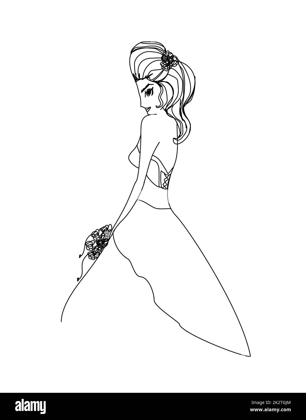 Beautiful bride - doodle illustration Stock Photo