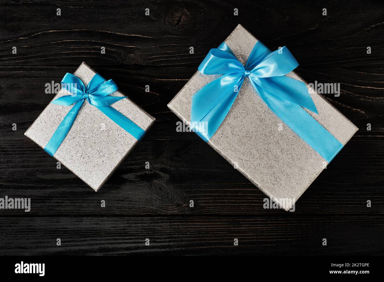 Gift box with red ribbon Stock Photo
