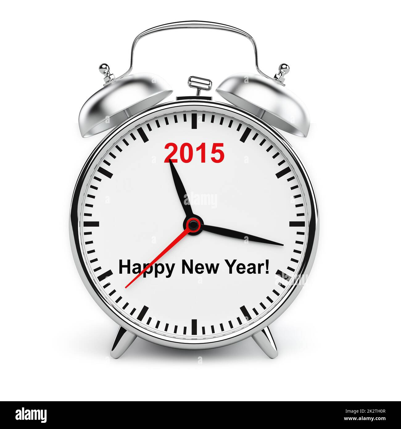 Year 2015 classic alarm clock isolated Stock Photo