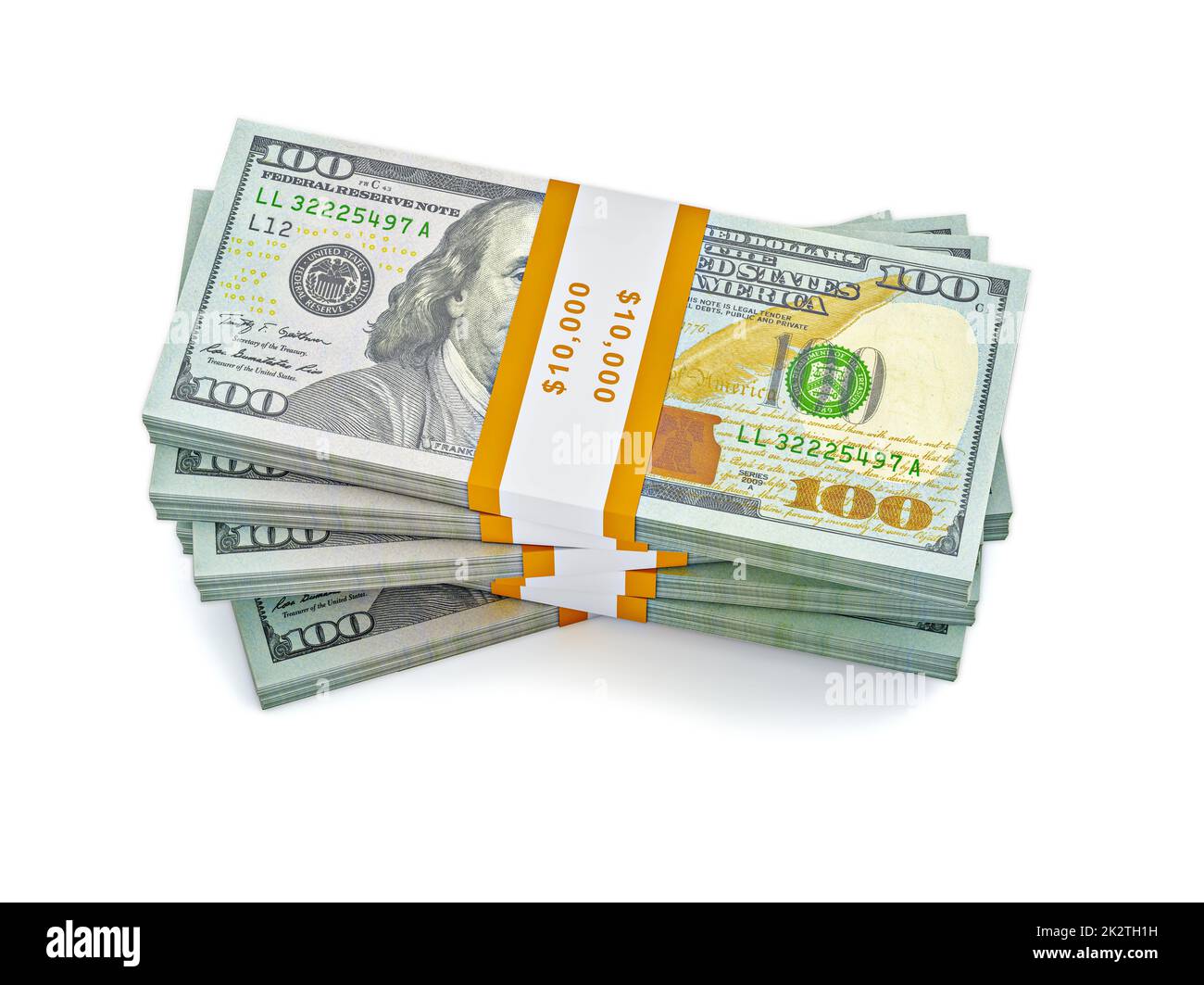 Stack of new 100 US dollars banknotes Stock Photo
