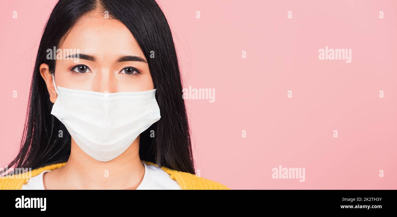 woman wearing medical mask protection against germs for prevent infection coronavirus Stock Photo