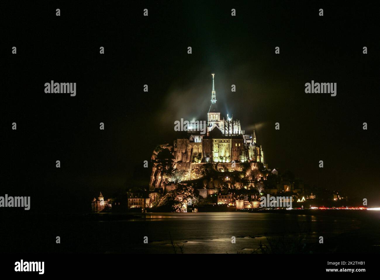 Light-up in Le Mont-Saint-Michel night view Stock Photo