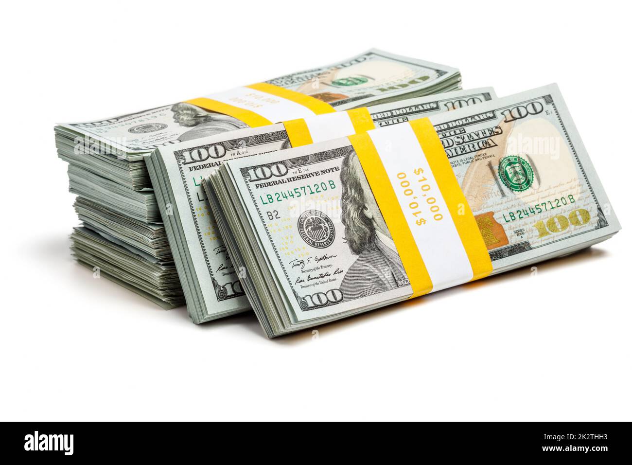 Bundles of 100 US dollars 2013 edition bills Stock Photo
