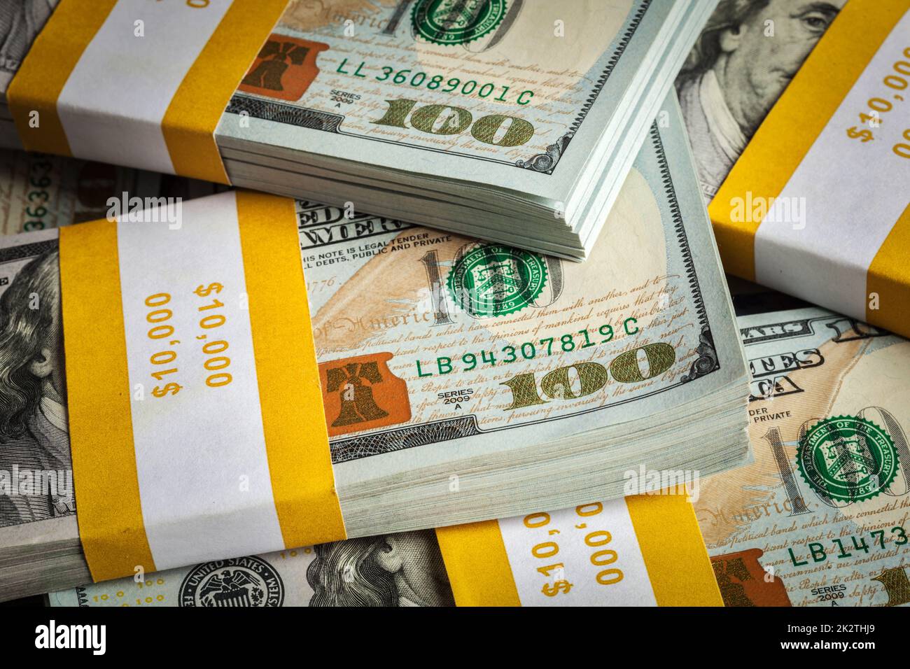 Background of new 100 US dollars 2013 banknotes Stock Photo
