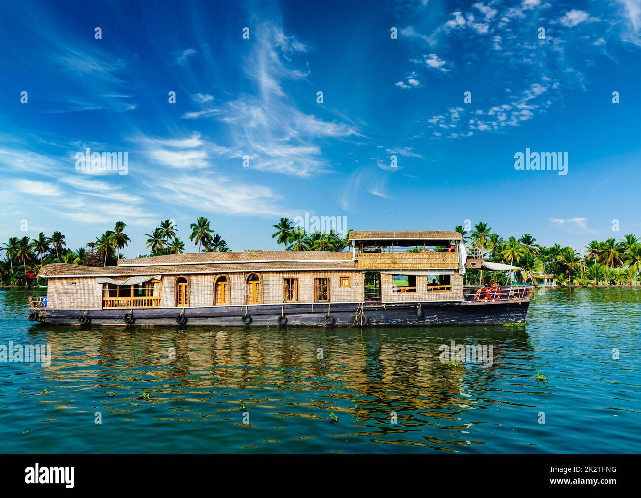 Houseboat on Kerala backwaters, India Stock Photo