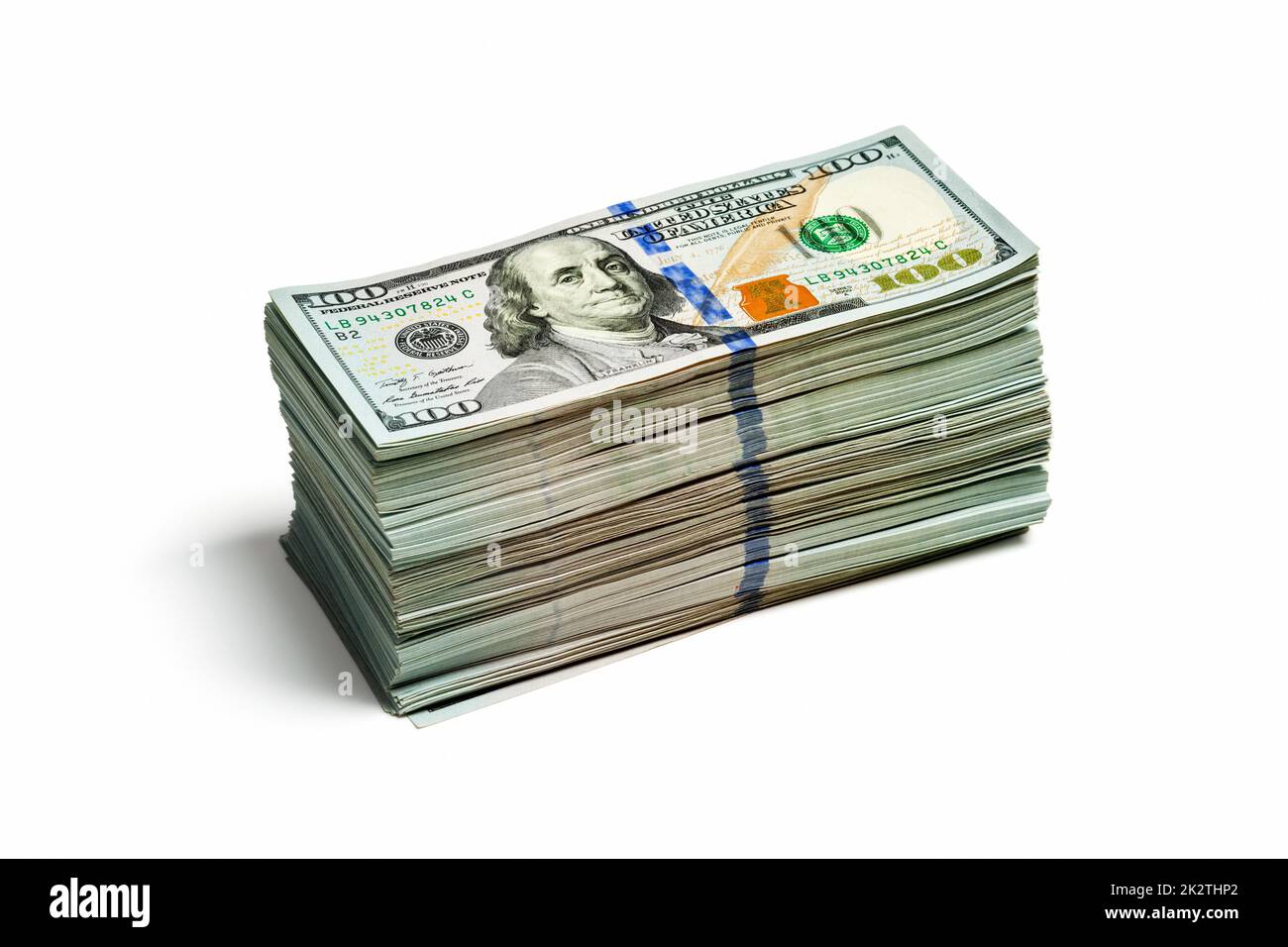 Stack of new 100 US dollars 2013 edition banknote Stock Photo