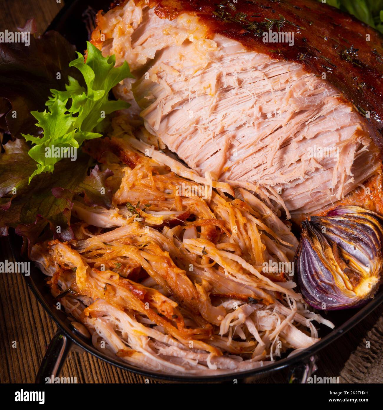 tasty pulled pork wrap with vegetables Stock Photo Alamy