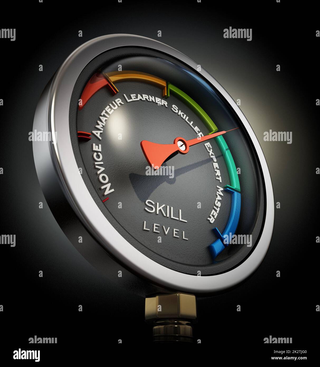 Pressure valve with skill levels ranging from novice to master. 3D illustration Stock Photo