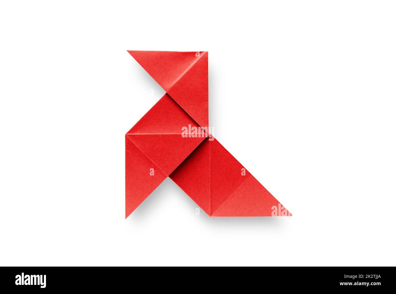 Red paper hen origami isolated on a white background Stock Photo