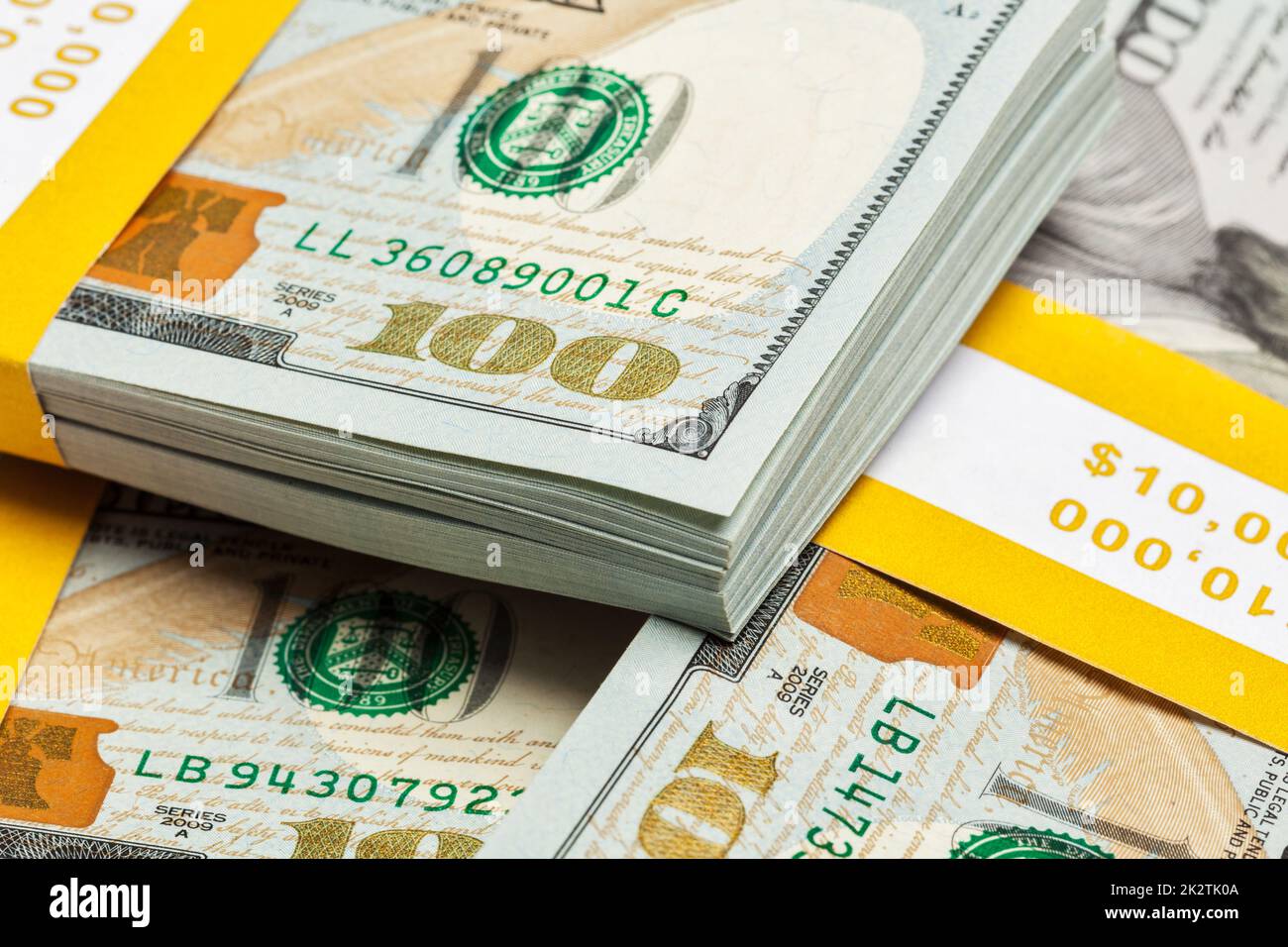 Background of new 100 US dollars 2013 bills Stock Photo