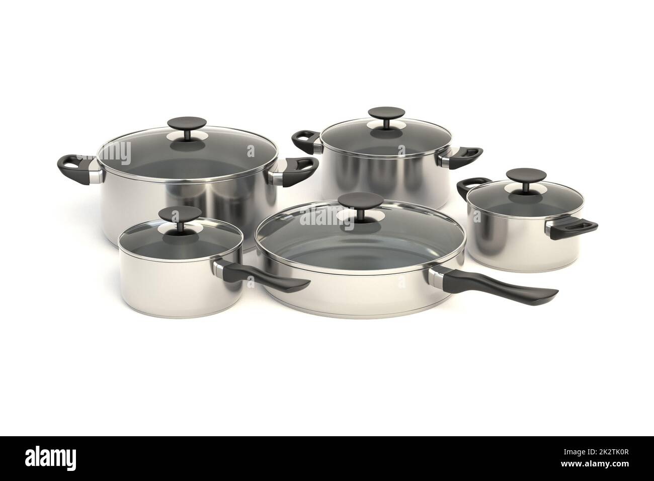 Stainless steel pots and pans Stock Photo Alamy