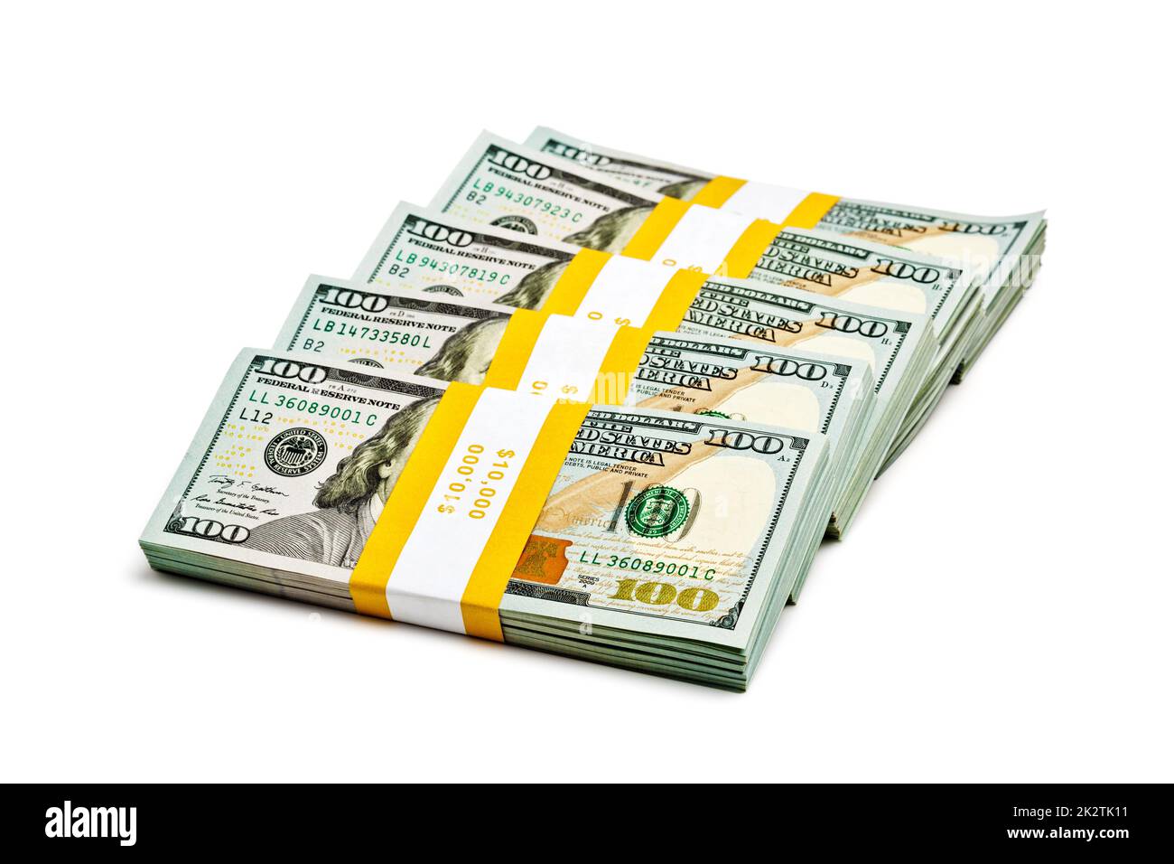 Bundles of 100 US dollars 2013 banknotes bills Stock Photo