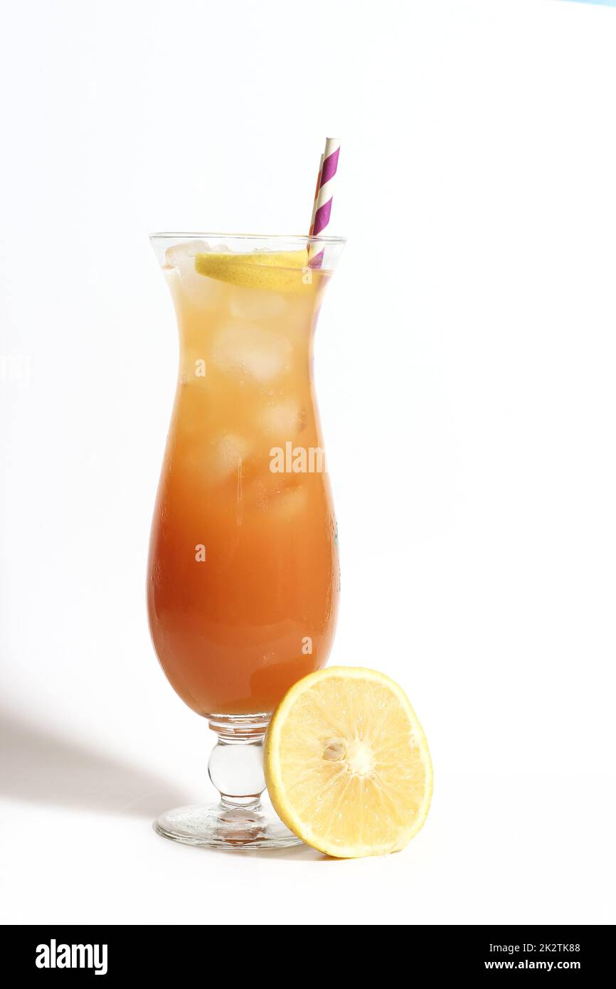 Tropical Hurricane Drink on White Background With Orange and Pineapple Juice Stock Photo Alamy