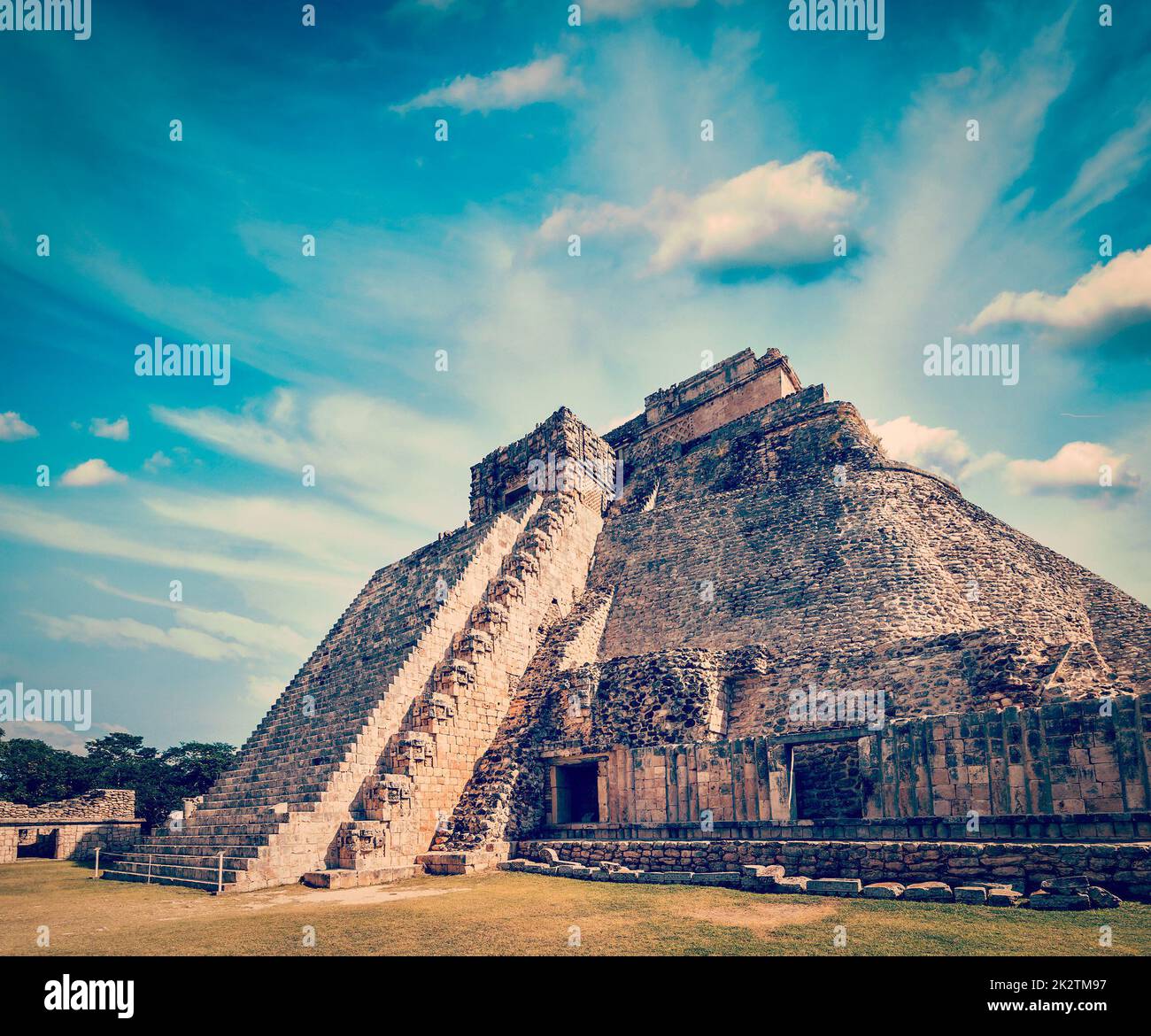 Mayan pyramid in Uxmal, Mexico Stock Photo