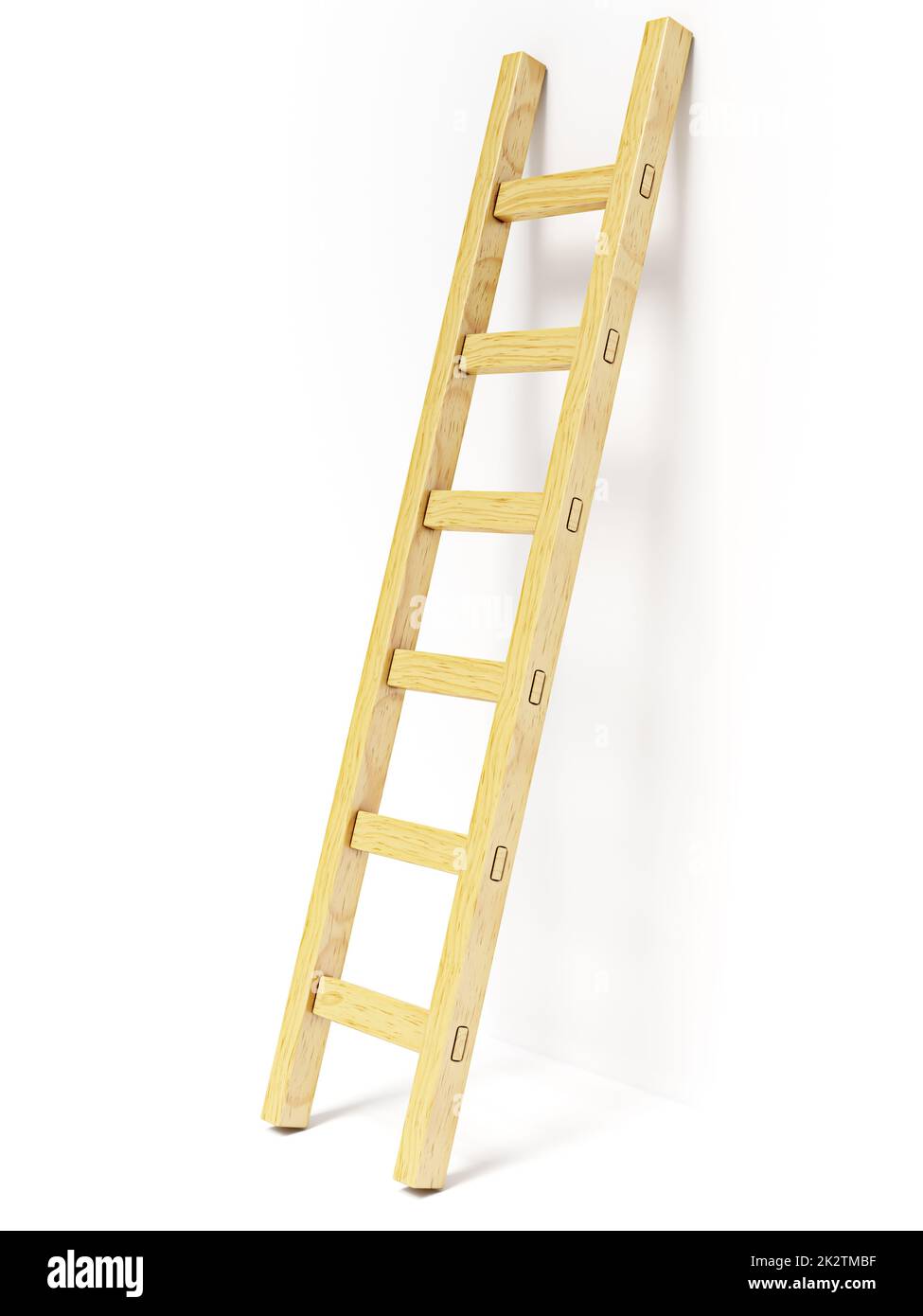 Wooden ladder near white wall Stock Photo Alamy