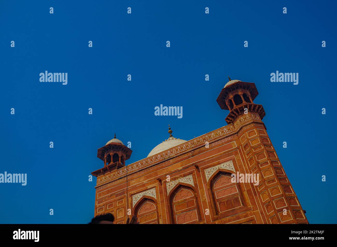 The Taj Mahal of the large tower gate (India, Agra) Stock Photo