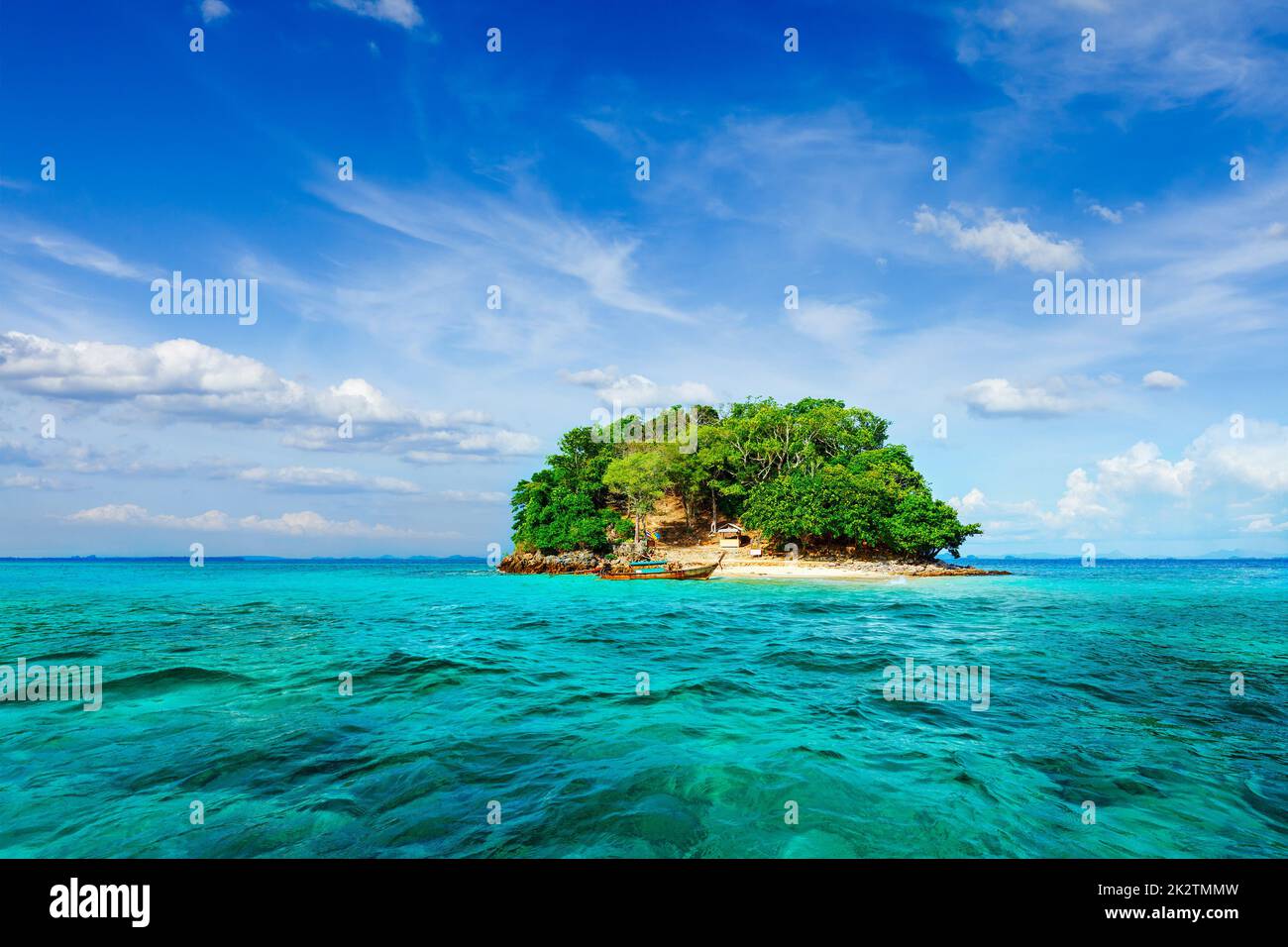 Tropical island in sea Stock Photo