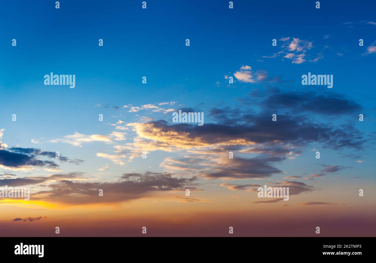 Evening sunset sky with clouds Stock Photo