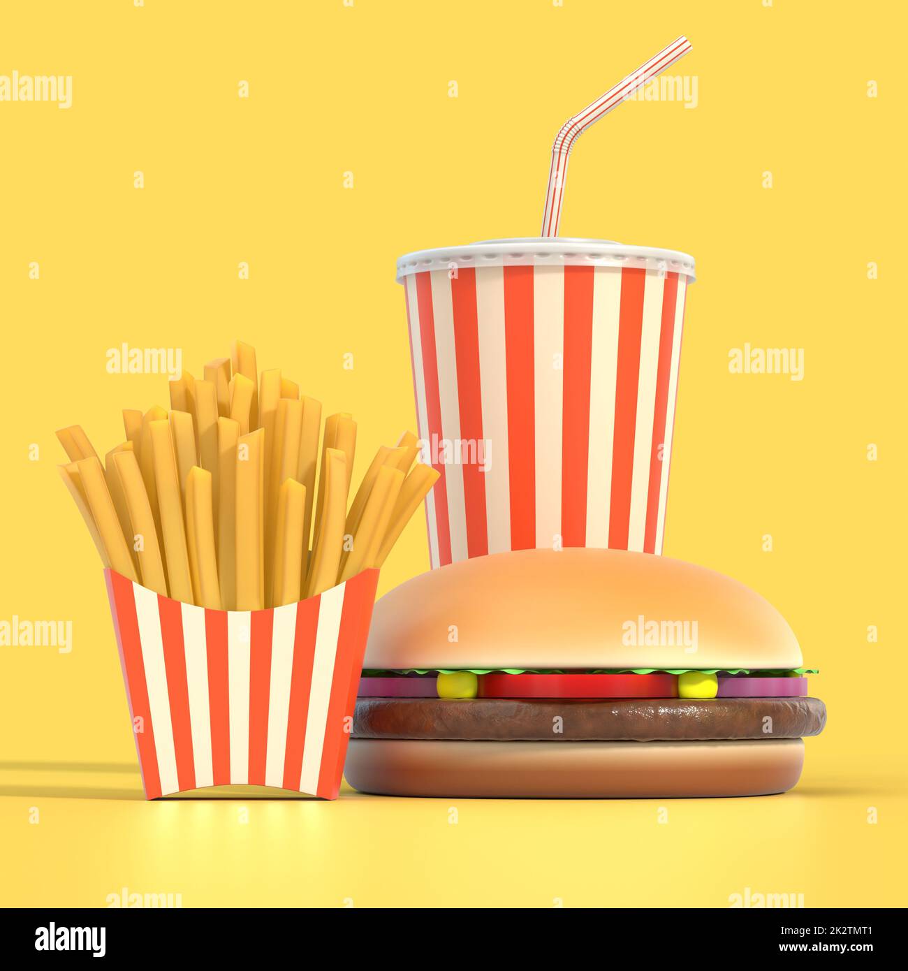 Hamburger, french fries and cola fast food meal Stock Photo