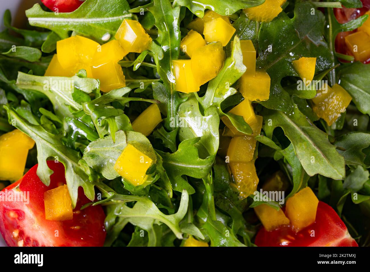 Rocket salad with dried Spanish ham Stock Photo Alamy