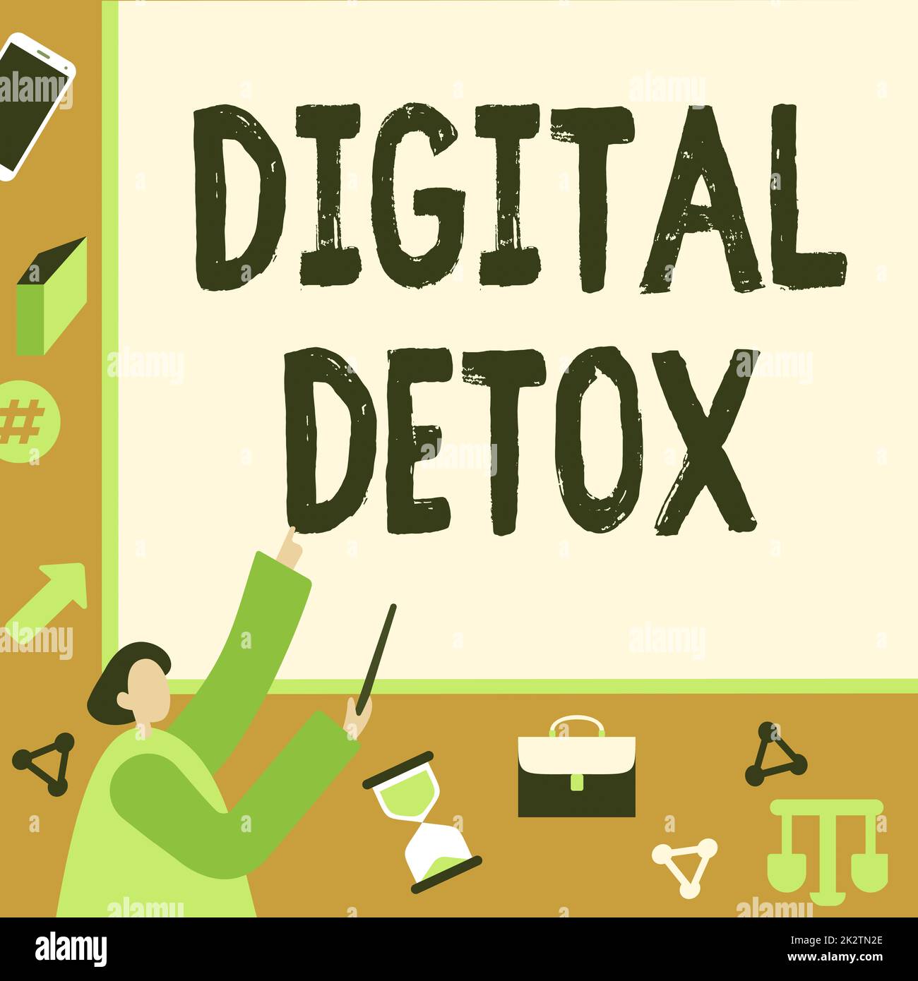 Conceptual display Digital Detox, Conceptual photo Free of Electronic