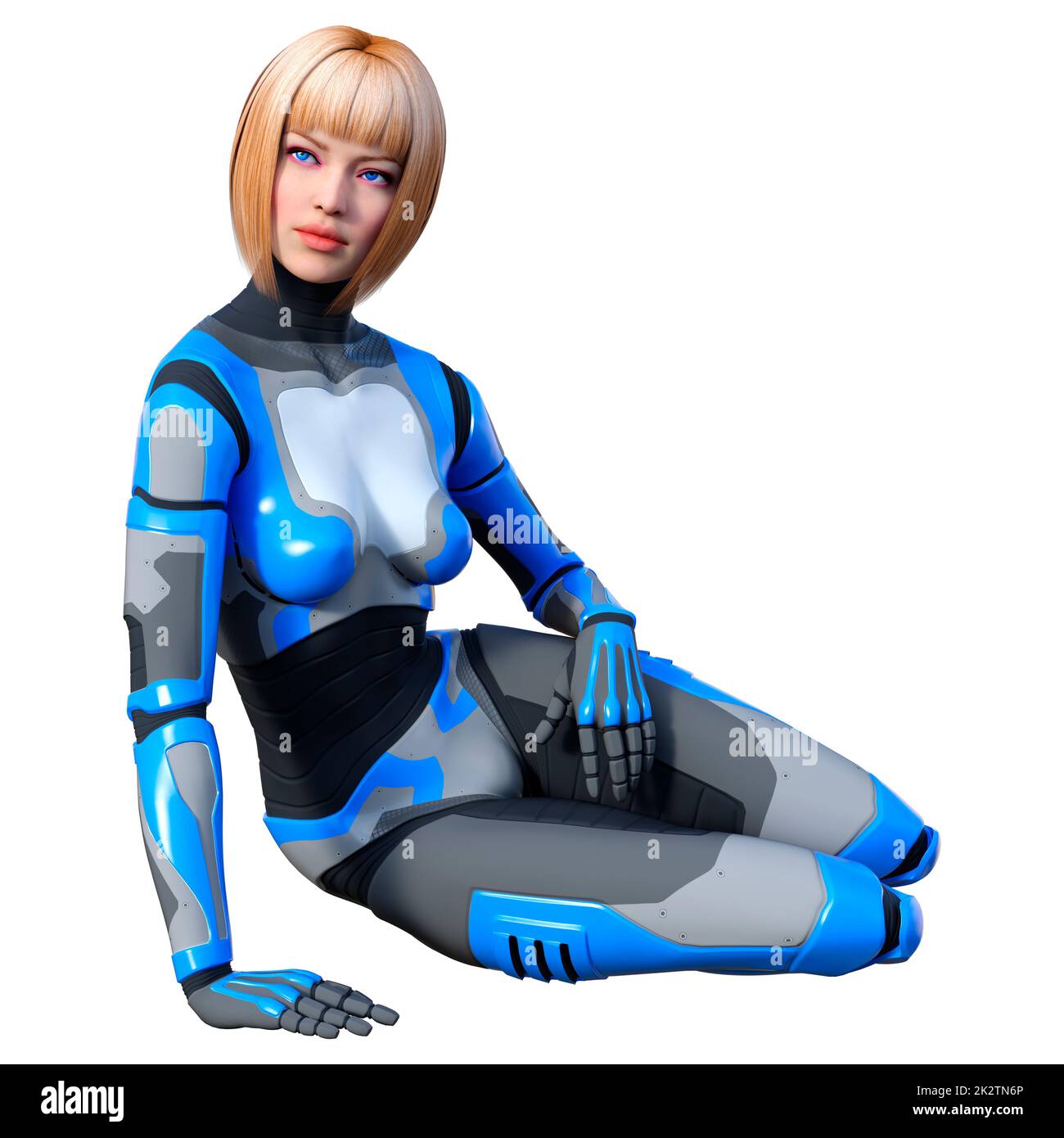 3D Rendering Female Robot on White Stock Photo