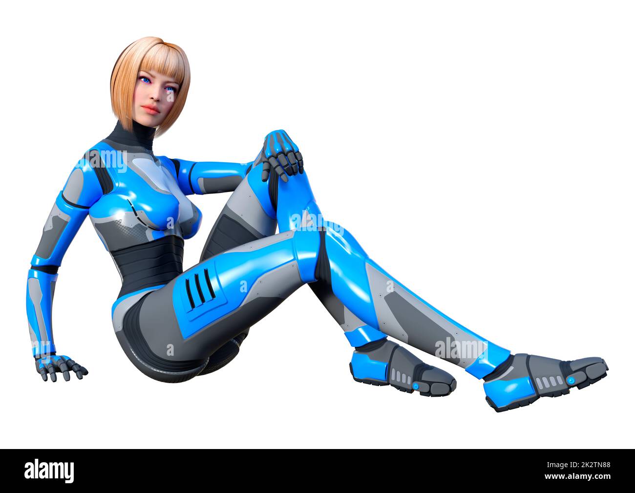 3D Rendering Female Robot on White Stock Photo