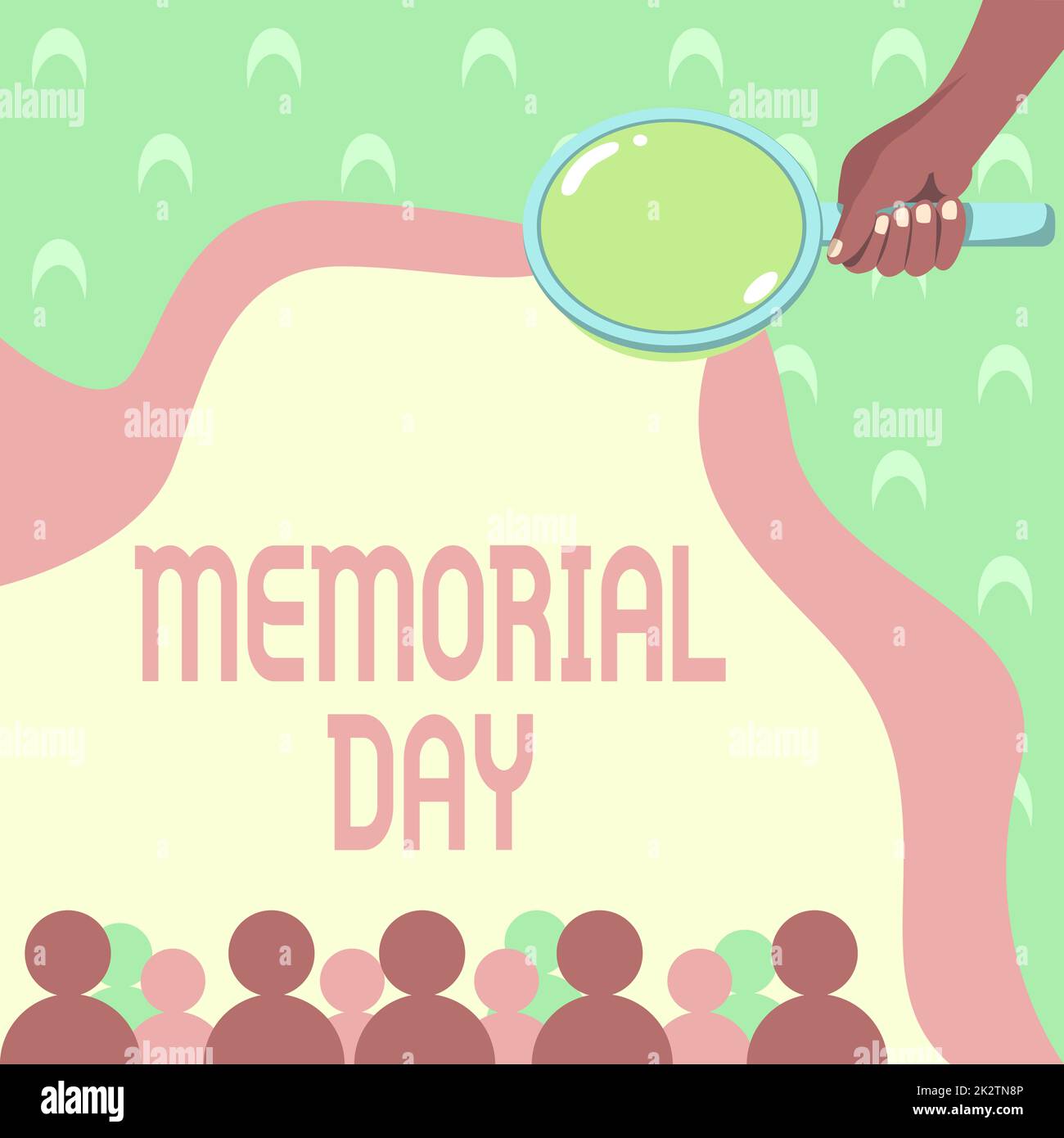 Hand writing sign Memorial Day. Word Written on To honor and remembering those who died in military service Hand Holding Magnifying Glass Examining Socio Economic Structure. Stock Photo