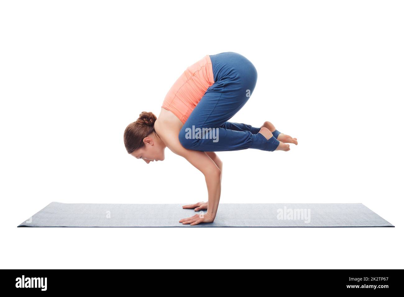 Woman exercise yoga arm balance Cut Out Stock Images & Pictures