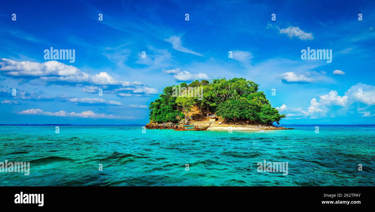 Tropical island in sea Stock Photo