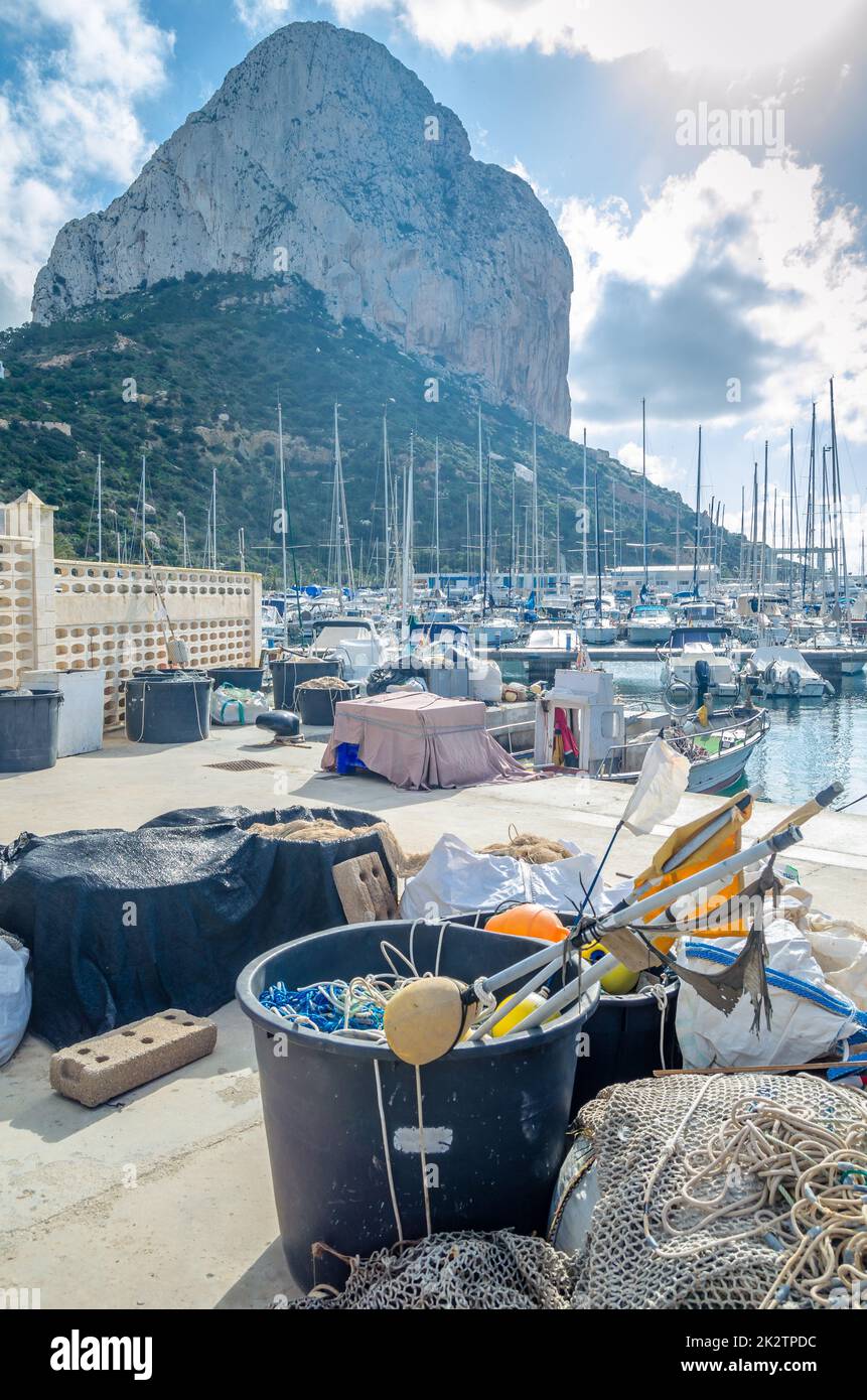 View of the fishing port of Calpe, Spain Stock Photo - Alamy