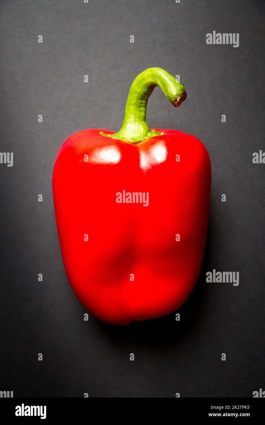 Red bell pepper isolated on black background Stock Photo